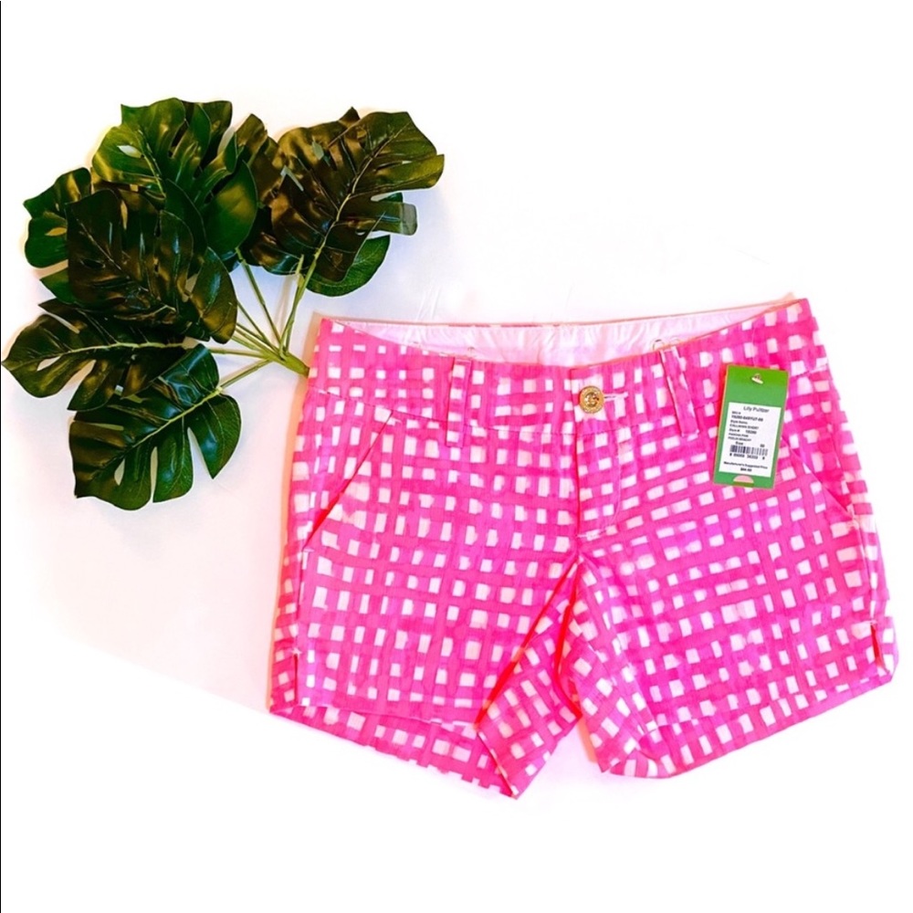 Lilly Pulitzer Pink Gingham Callahan Short Size 00